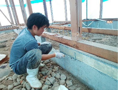 基礎補強-アラミド繊維貼り付け